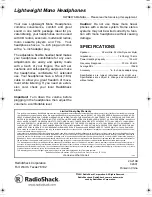 Radio Shack 20-210B Owner'S Manual preview