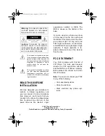 Preview for 2 page of Radio Shack 43-738 Owner'S Manual