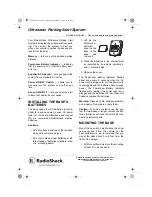 Preview for 1 page of Radio Shack 63-1007 - Ultrasonic Parking Alert System Owner'S Manual