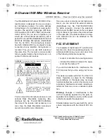 Radio Shack 8-Channel 900 MHz Wireless Receiver Owner'S Manual preview