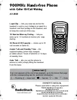 Radio Shack 900MHz Hands-free Phone Owner'S Manual preview