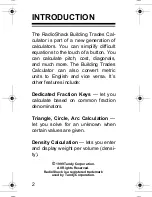 Preview for 2 page of Radio Shack Building trades calculator Owner'S Manual