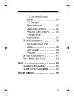 Preview for 5 page of Radio Shack Building trades calculator Owner'S Manual