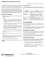 Radio Shack DC-to-AC Power Inverter Owner'S Manual preview