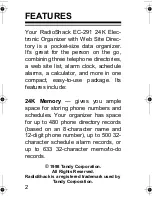 Preview for 2 page of Radio Shack EC-291 Owner'S Manual