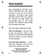 Предварительный просмотр 2 страницы Radio Shack EC-293 Owner'S Manual