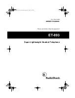 Preview for 1 page of Radio Shack ET-893 Owner'S Manual