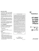 Предварительный просмотр 1 страницы Radio Shack ET-898 Owner'S Manual