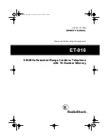 Radio Shack ET-916 Owner'S Manual preview