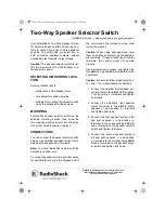 Предварительный просмотр 1 страницы Radio Shack Switch Owner'S Manual