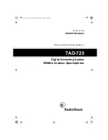 Предварительный просмотр 1 страницы Radio Shack TAD-725 Owner'S Manual