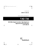 Preview for 1 page of Radio Shack TAD-726 Owner'S Manual