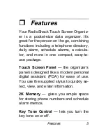 Предварительный просмотр 5 страницы Radio Shack Touch Screen Organizer Owner'S Manual