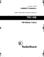 Preview for 1 page of Radio Shack TRC-509 Owner'S Manual