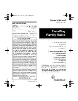 Radio Shack Two-Way Family Radio Owner'S Manual предпросмотр