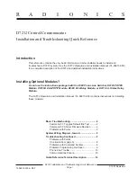 Preview for 1 page of Radionics D7212 Installation And Troubleshooting Quick Reference