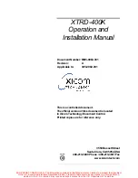 Предварительный просмотр 1 страницы Radyne Xicom XTRD-400K Operation And Installation Manual