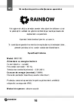 Предварительный просмотр 16 страницы Rainbow MR319D Owner'S Manual