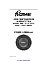 Предварительный просмотр 1 страницы Rampage AVW121 Owner'S Manual