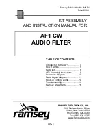 Предварительный просмотр 3 страницы Ramsey Electronics AF1 CW AUDIO FILTER Kit Assembly And Instruction Manual