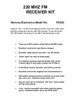 Предварительный просмотр 1 страницы Ramsey Electronics FR220 Instruction Manual