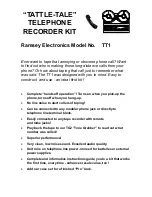 Предварительный просмотр 1 страницы Ramsey Electronics TATTLE-TALE TT1 Instruction Manual