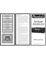 Предварительный просмотр 1 страницы Randall RG1503H Operation Manual