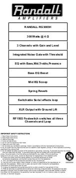 Preview for 5 page of Randall RG3003H User Manual