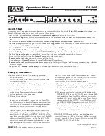 Предварительный просмотр 1 страницы Rane DA 26S Operator'S Manual