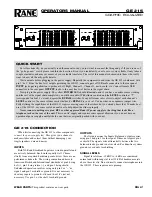 Preview for 1 page of Rane GE 215 Operator'S Manual