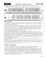 Rane GQ 15 Operating And Service Manual preview