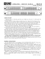 Предварительный просмотр 1 страницы Rane MQ 15 Operating And Service Manual