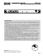 Preview for 1 page of Rane RPE 228 Operator'S Manual