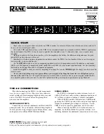 Preview for 1 page of Rane THX 22 Operator'S Manual