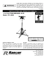 Preview for 1 page of Ranger RTJ-3000 Installation And Operating Manual