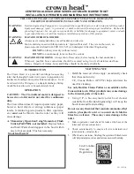 Preview for 1 page of Raritan Crown Head CW912 Installation, Operation And Maintenance Instructions