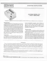 Raymer 1 Watt Amplifier 701 Operating Instructions preview