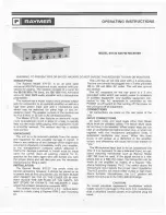 Raymer AM-FM Receiver 870-20 Operating Instructions preview