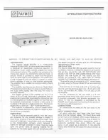 Preview for 1 page of Raymer Amplifier 801-35A Operating Instructions