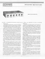 Предварительный просмотр 1 страницы Raymer Amplifier 810-100 Operating Instructions