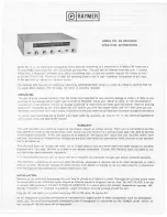 Raymer FM Receiver 834 Operating Instructions preview