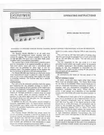 Предварительный просмотр 1 страницы Raymer FM Receiver 840-35A Operating Instructions