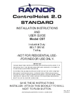 Raynor ControlHoist 2.0 STANDARD Installation Instructions And User Manual preview
