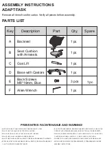 Preview for 2 page of Raynor eurotech ADAPT-TASK Assembly Instructions Manual