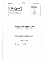 Raypa MINICLAVE AE-8 Instruction Manual For Use And Maintenance preview