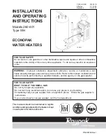 Preview for 1 page of Raypak 260-401 Installation And Operating Instructions Manual