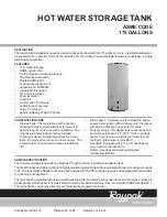 Raypak Hot Water Storage Tank ASME CODE Specifications preview