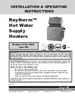 Raypak Power Vent Raytherm 4001 Installation & Operating Instructions Manual предпросмотр