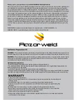 Предварительный просмотр 2 страницы Razorweld KUMJRRW160 Operating Manual