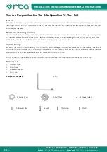 Предварительный просмотр 2 страницы rba Raffaello RBA4601 Series Installation, Operation And Maintenance Instructions